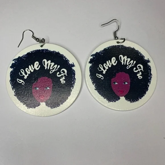 K) Set of 3 Black Girl Earring - Picture 4 of 9